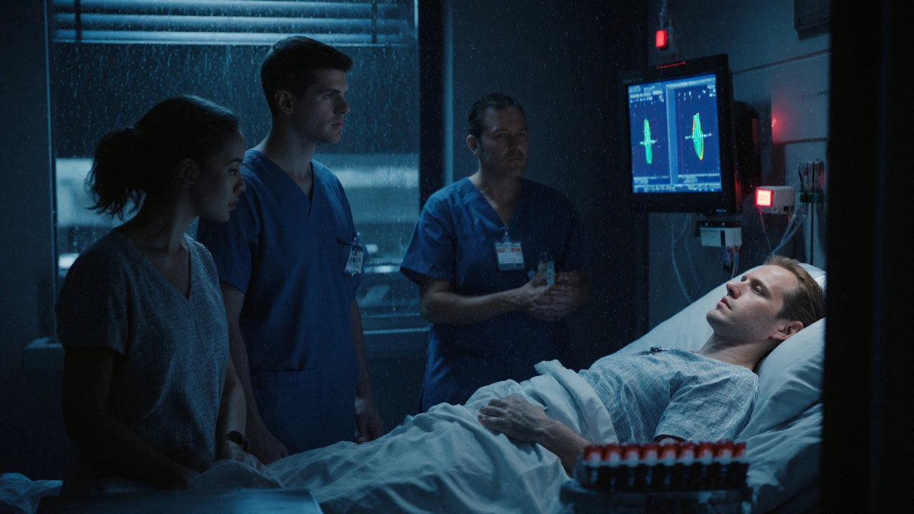 Nemocniční pohled na pacienta s dengue a pozitivním rychlým testem v nouzové příjmové.