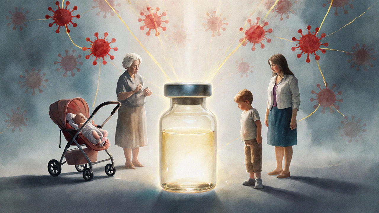 Očkovací lahvička ochraňuje různé skupiny lidí, včetně novorozence a nemocného dítěte.
