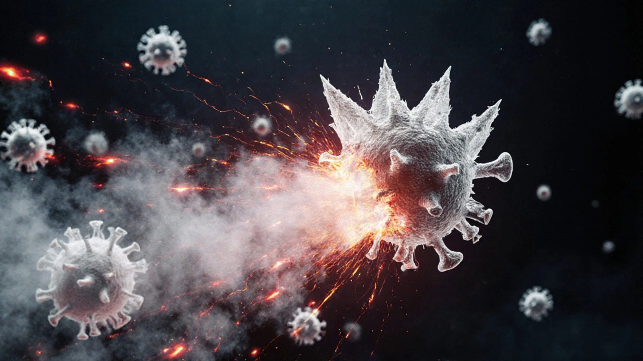 Vizualizace viru spalniček ničícího bílé krvinky a imunitní paměť těla.