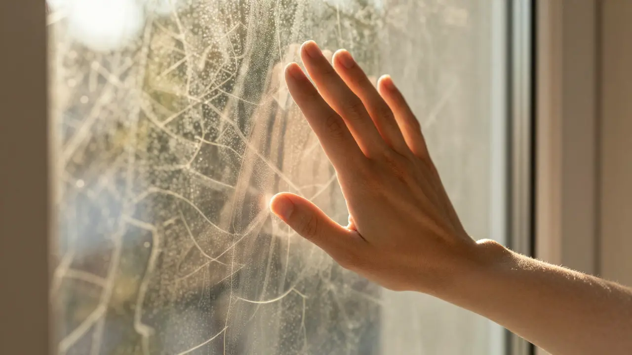 Ruce dospělého s bolestivými klouby a světlo na skle, symbolizující parvovirovou infekci.