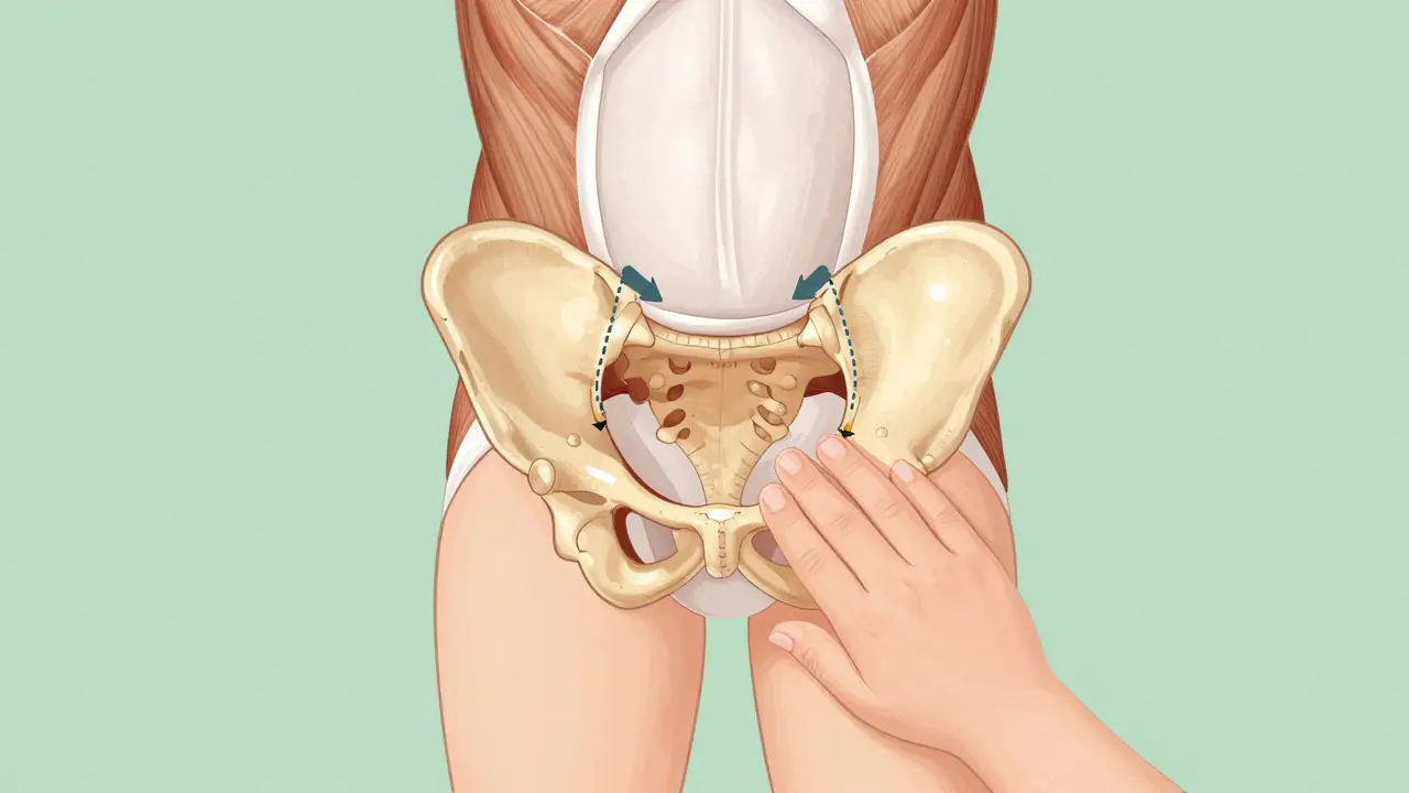 Ilustrace dětského močového měchýře a svalů podložky pánve s cvičením.