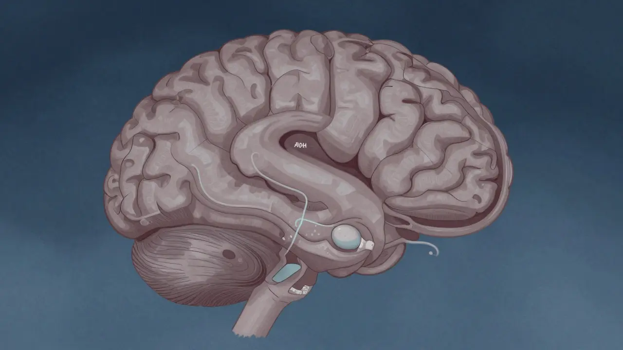 Uvnitř těla dítěte během spánku: snížená hladina hormonu ADH a přetížený močový měchýř.