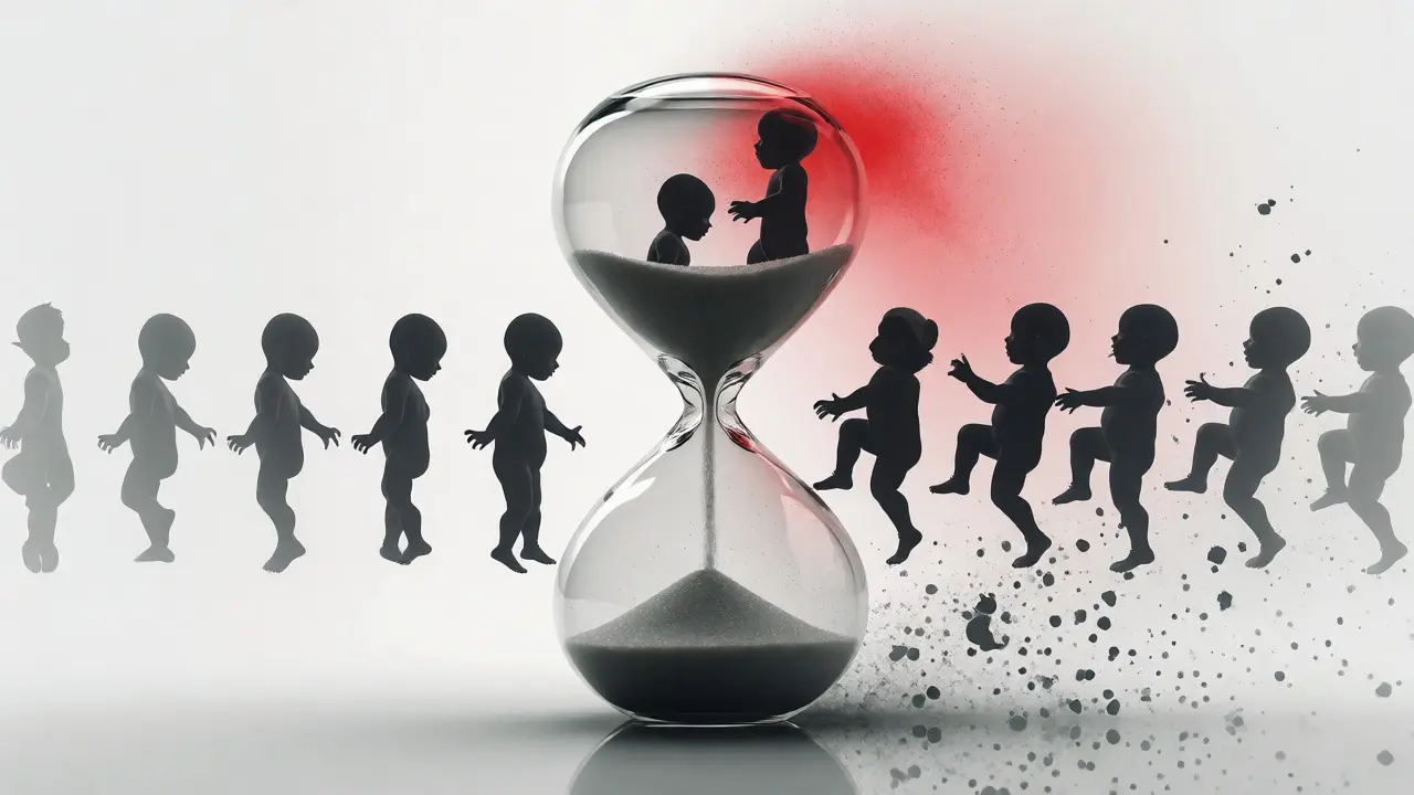 Konceptuální hodiny znázorňující časový limit pro očkování